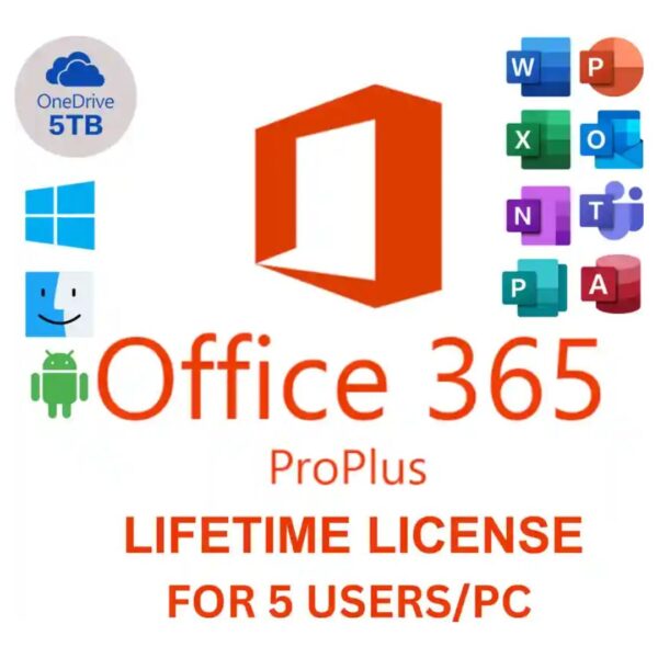 MICROSOFT Office 365 Plus For 5 Users/PC (Lifetime Validity)